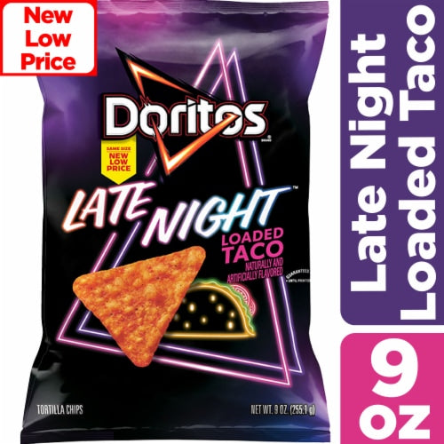 Doritos Tortilla Chips, Late Night Loaded Taco, 9 oz